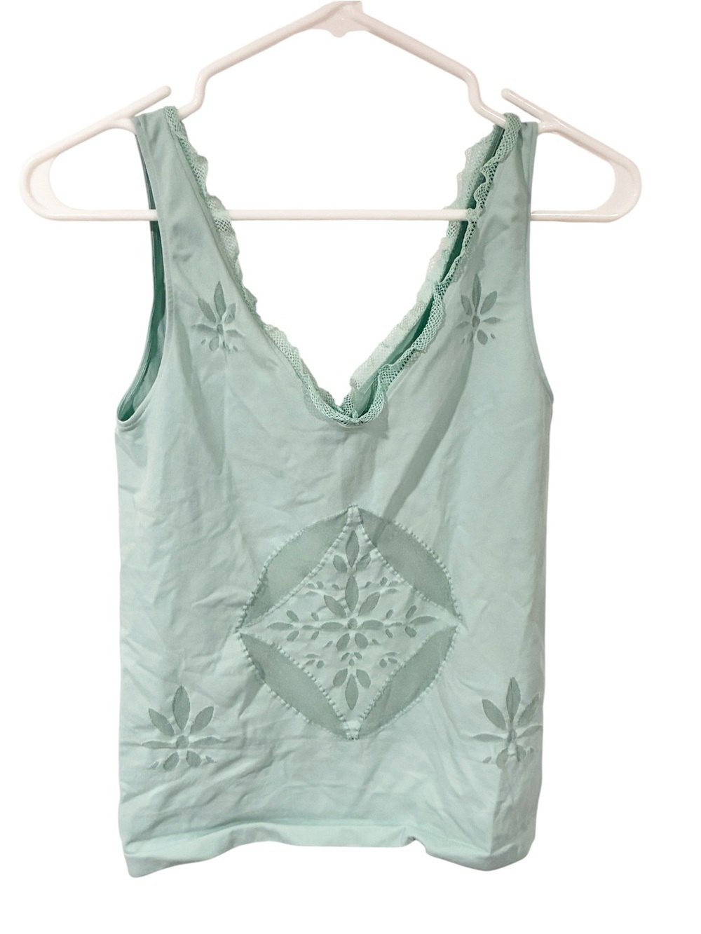 Wolford Mint Green Mesh Cutout Sleeveless Stretch Top Size Small